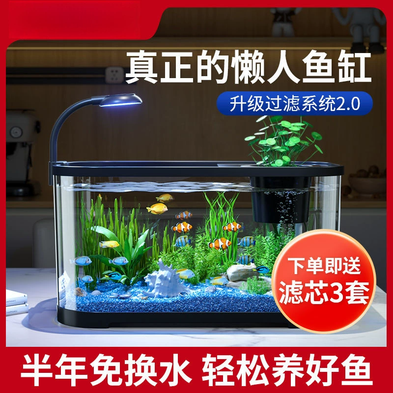 Аквариум для гостиной, экологичный, небольшой и средний, настольный, золотой, ленивый, прозрачный, пластиковый, для ландшафтного дизайна, для дома