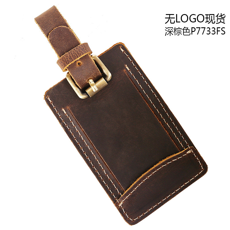 YCow Retro Crazy Horse Leather Creative Travel Luggage Boarding Pass Identification Tag Hang Tag Genuine Leather Luggage Tag Gift