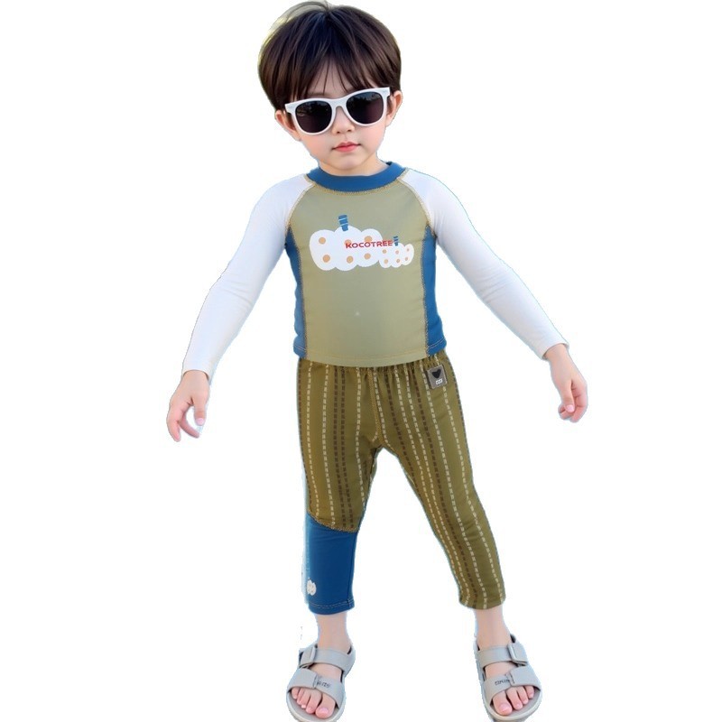 儿童泳衣男童防晒长袖长裤分体宝宝沙滩温泉游泳服运动必备游泳衣|undefined