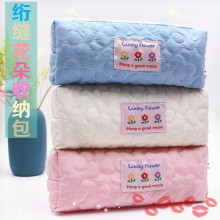 ins绗缝花朵枕头笔袋文具袋小众包包学生笔袋文具盒收纳包