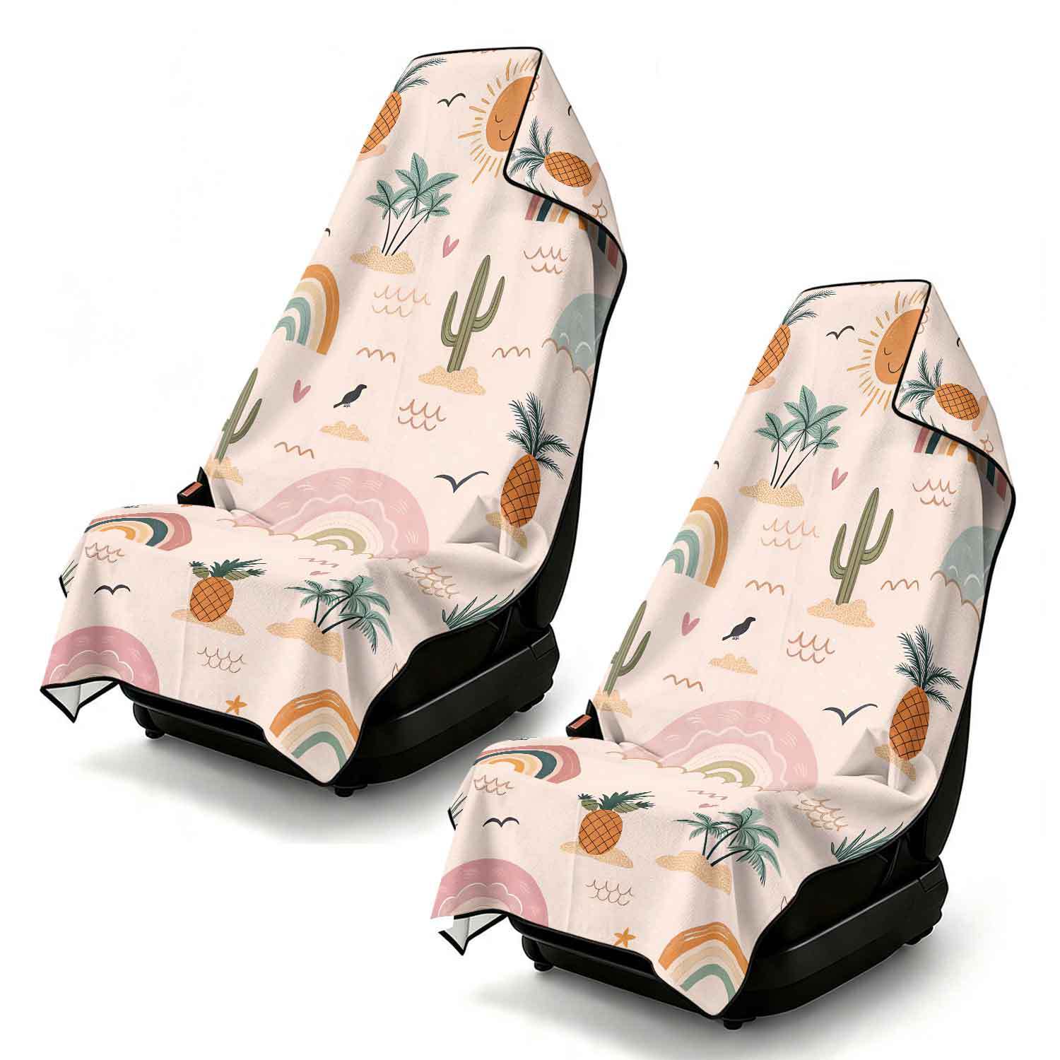 2-piece dual-use car seat cover, ultra-fine fiber, can be used as a beach towel, printed car protective seat cover 6