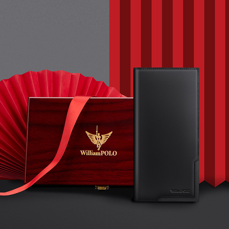 英皇保罗钱包新款男长款牛皮简约钱夹多功能多卡位卡包送父亲男友|ms