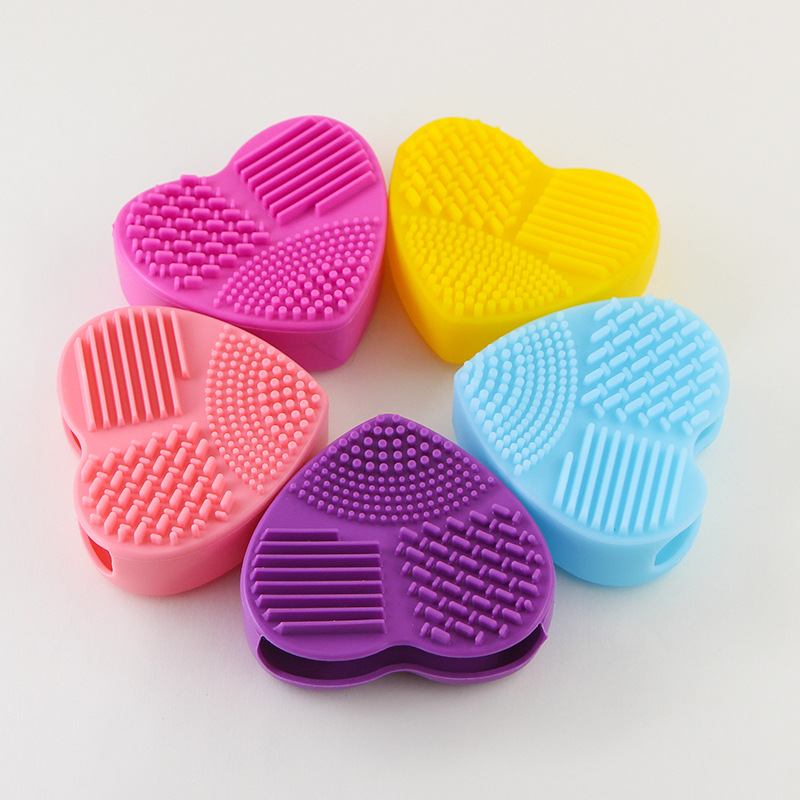 Solid Color Silicone Heart Shape Cleaning Cosmetic Beauty Blender display picture 2