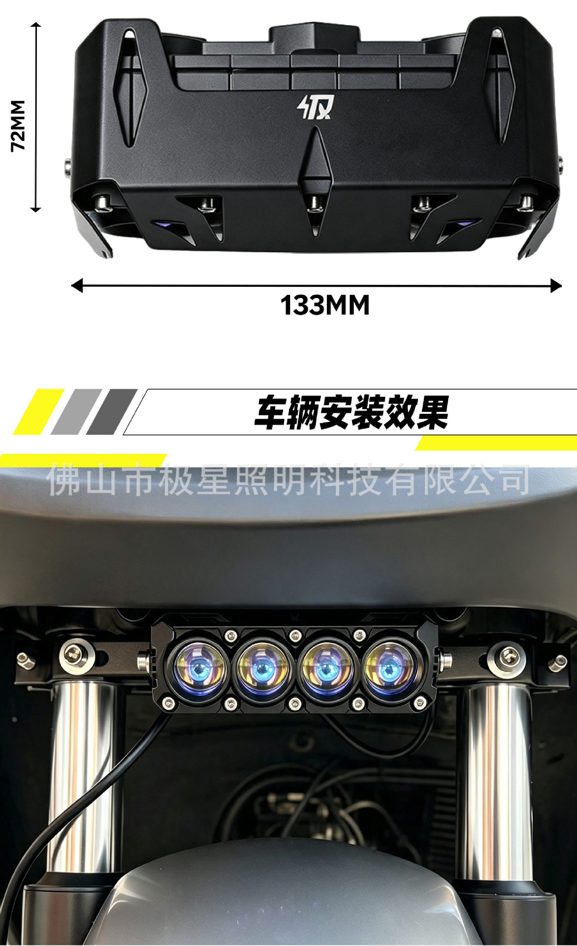 LED motorcycle front headlight dual-color lens waterproof high/low beam modification accessory 12-80V strong light spotlight