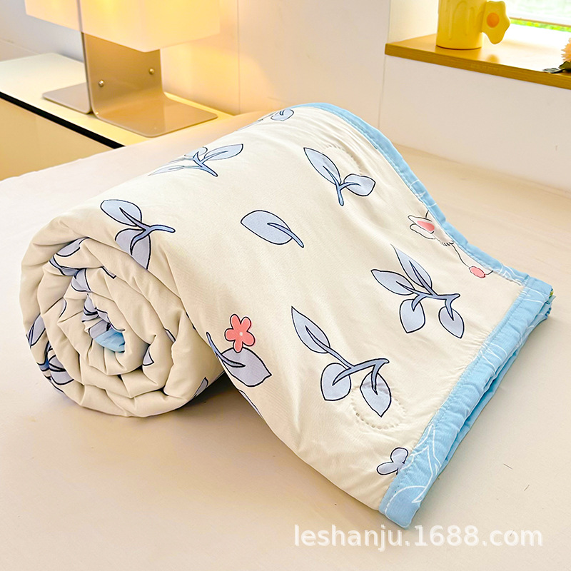 Suministro de 2025 nueva colcha de verano doble fresca pequeña, lavable a máquina, colcha de aire acondicionado para niños floral de algodón lavado, fresco de verano en casa