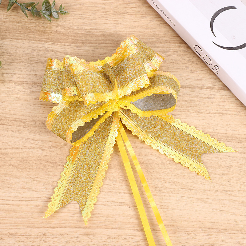 Cross-border 50 high-end gran mano tirado de flores brillo iris encaje lazo-atado regalo de navidad cinta decorativa