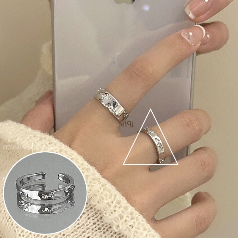 Las mujeres de estilo coreano S925 plata tridimensional anillo encantador retro de moda elegante carta anillo abierto hip hop anillo de dedo índice moda