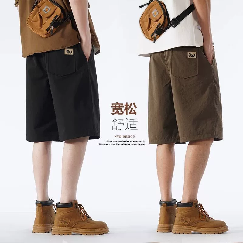 Летние шорты, повседневные мужские брюки, тонкие свободные спортивные модные брендовые прямые шорты-карго длиной до колена
