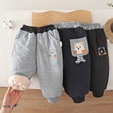 男女小童冬季三层夹棉裤子儿童一条过冬加厚2025新款女宝宝休闲裤