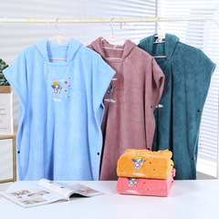 珊瑚絨鹿角兒童浴巾卡通洗澡可穿浴袍兒童披風可製作logo一件代發