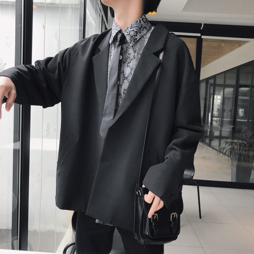 Autumn Hong Kong-style men's suit jacket, Korean version, loose casual retro small suit, trendy student single top coat