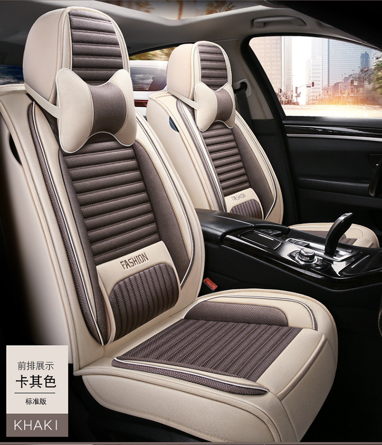 Factory Direct Sales Breathable Linen All-Season Wear-Resistant and Dirt-Resistant Fully Enclosed Car Seat Cushion Car Seat Cover