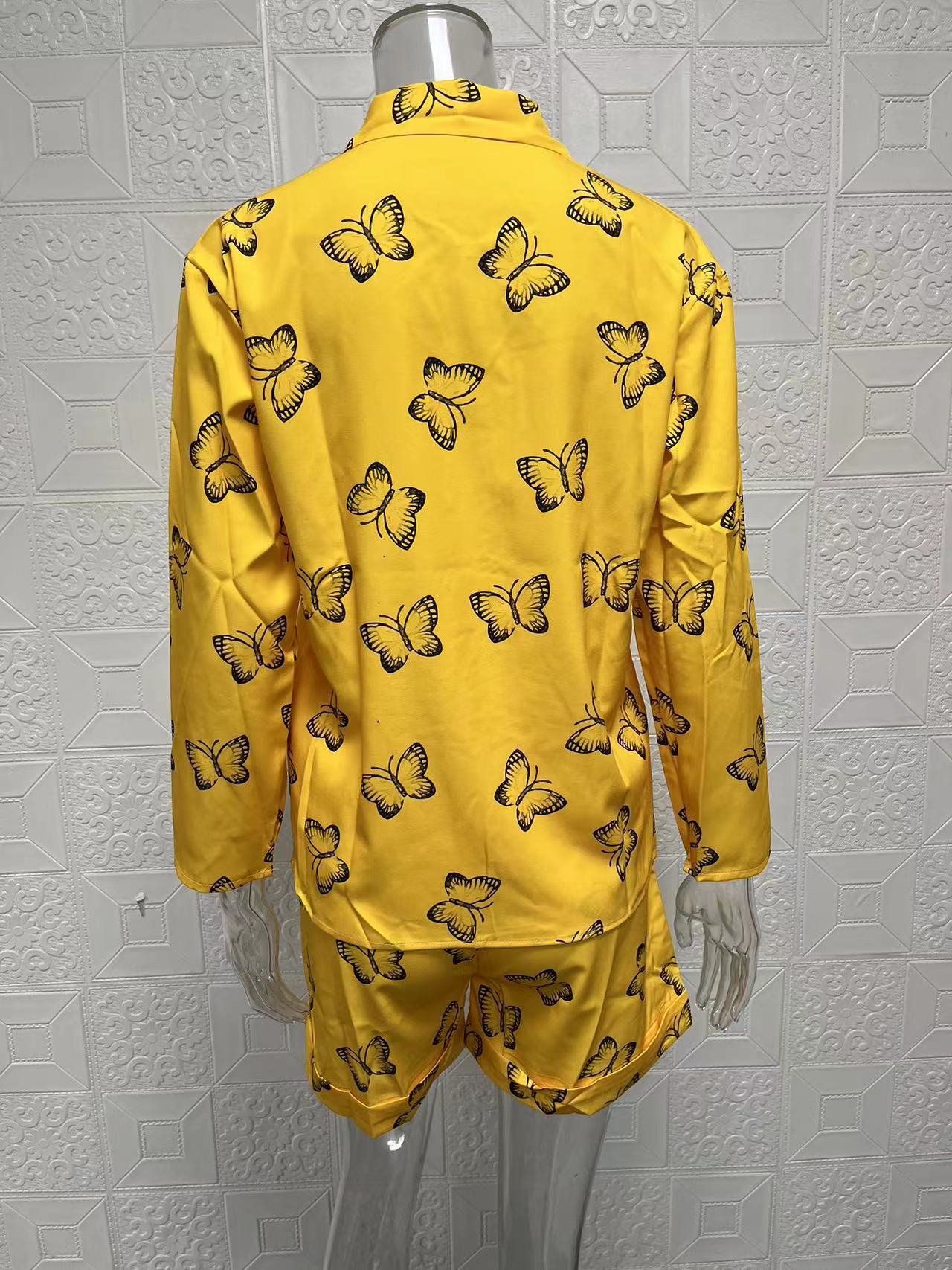 Ensemble deux pièces pour femmes, haut à manches longues, short imprimé avec fermeture éclair, nouvelle collection automne 2024_voghion.com