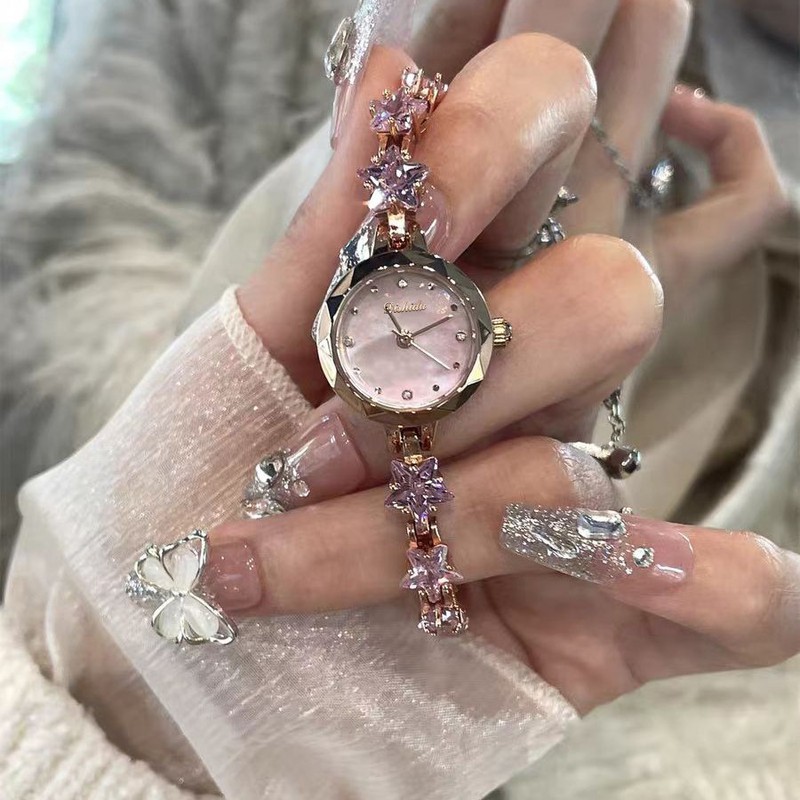 dishidu High-value Small Bracelet Jewelry Elegant Light Luxury Moto Plate Crystal Waterproof Ladies Bracelet Watch