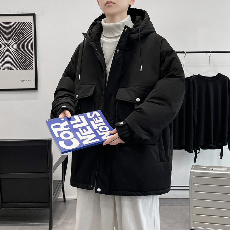 Abrigo de algodón acolchado abrigo de invierno de los hombres nueva marca de moda abrigo de algodón acolchado engrosada ropa con capucha ropa de trabajo cálida chaqueta pareja casual