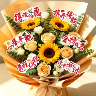 中高考励志贺卡一举夺魁金榜题名祝福贺卡花艺卡片高考棒棒糖插卡