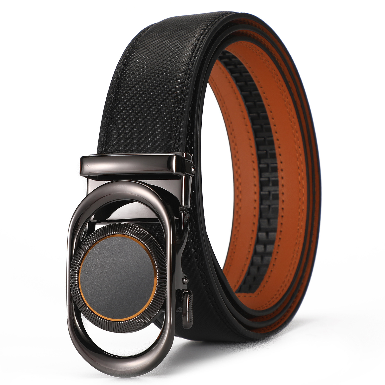 Men's Automatic Buckle Leather Belt For Business And Leisure_voghion.com
