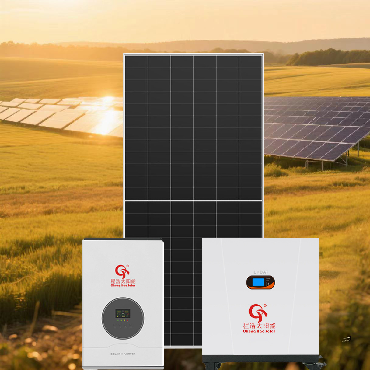 5kw太阳能供电系统整套设备逆控一体机单晶硅光伏板离网系统