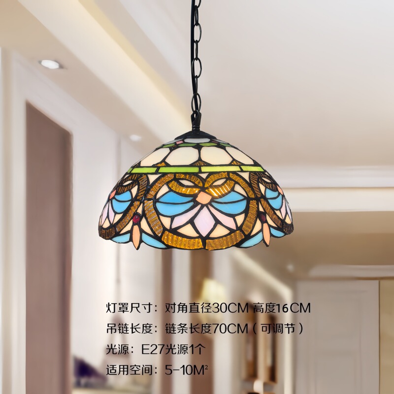 Lighting wholesale European style restaurant hotel colored glass led chandelier light special promotion Tiffany creative chandelier