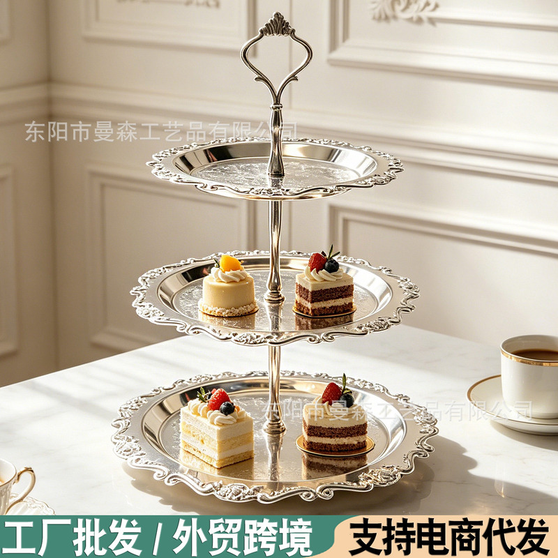 Wrought Iron European-style Multi-layer Dessert Dessert Tray Three-layer Cake Rack Display Rack Wedding Party Table Cross-border