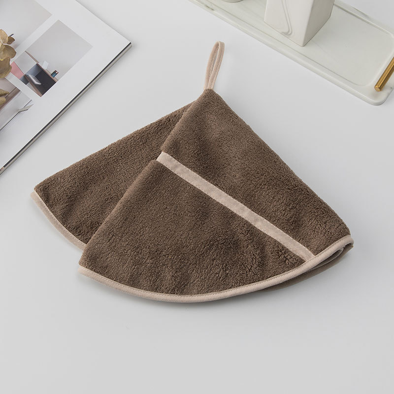 Colgando toalla de mano de lana de coral trapo toalla de cocina paño redondo swing toalla de mano limpieza fuerte absorbente