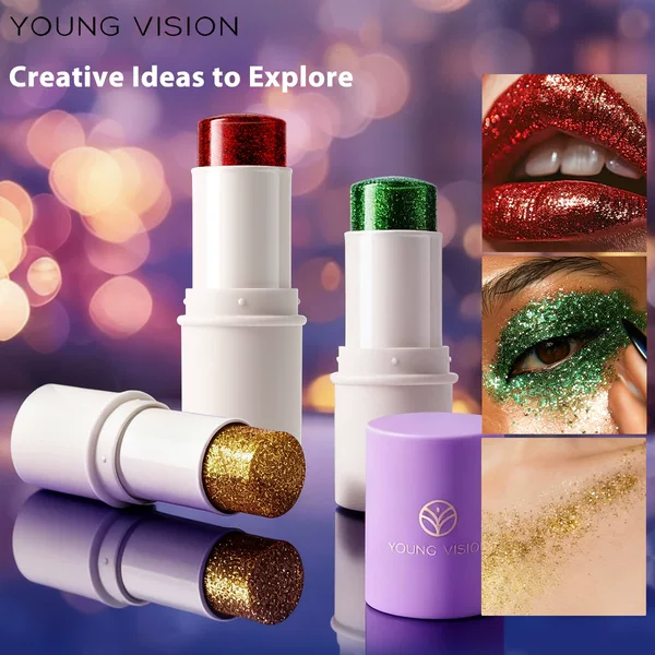 Young Vision 7-Color Colorful Body Glitter Stick Stage Makeup Face Glitter Eyeshadow Beauty Makeup