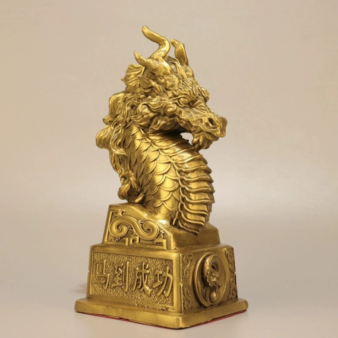 Цельномедный дракон, лошадь, тотем, лошадь для успеха, дракон, украшения для гостиной, дома, год дракона, зодиак, зеленый дракон, ремесло T