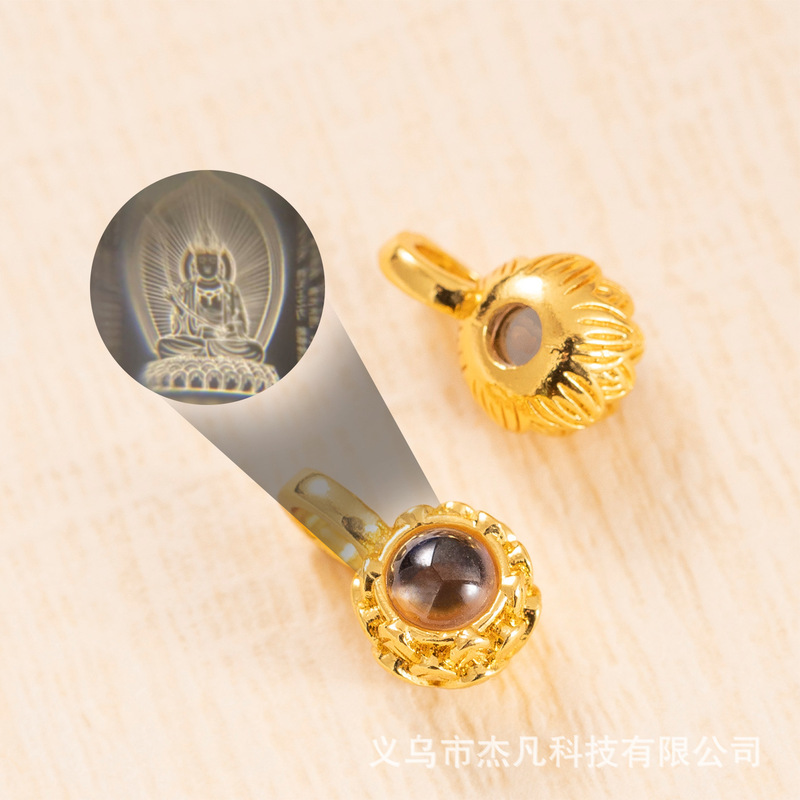 New Eight Great Guardian Gods Micro-Carved Nano Lotus Projection Stone Buddha Mantra Pendant DIY Jewelry Accessories
