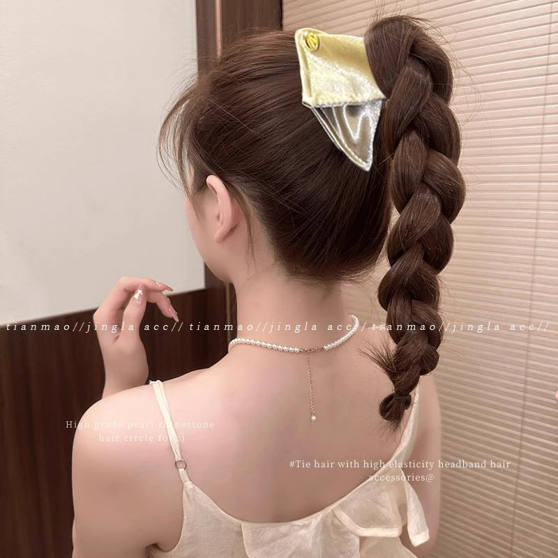 高马尾缎面贝壳三角抓夹女高级感2025新款后脑勺盘发鲨鱼夹子头饰|undefined