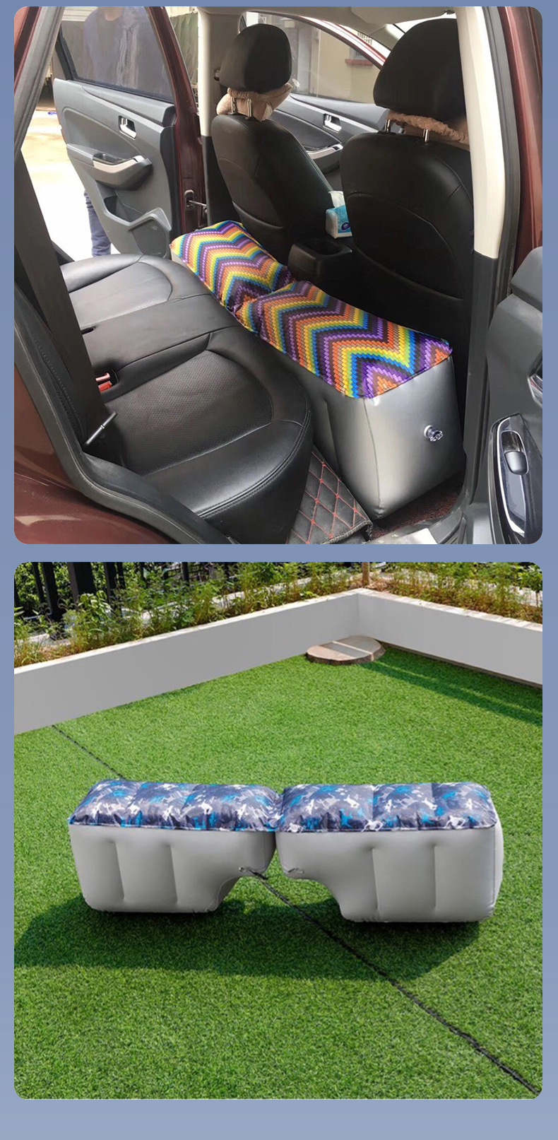 Car rear seat inflatable gap pad, car rear seat gap filler pad, inflatable support foot pad for rest during car journeys