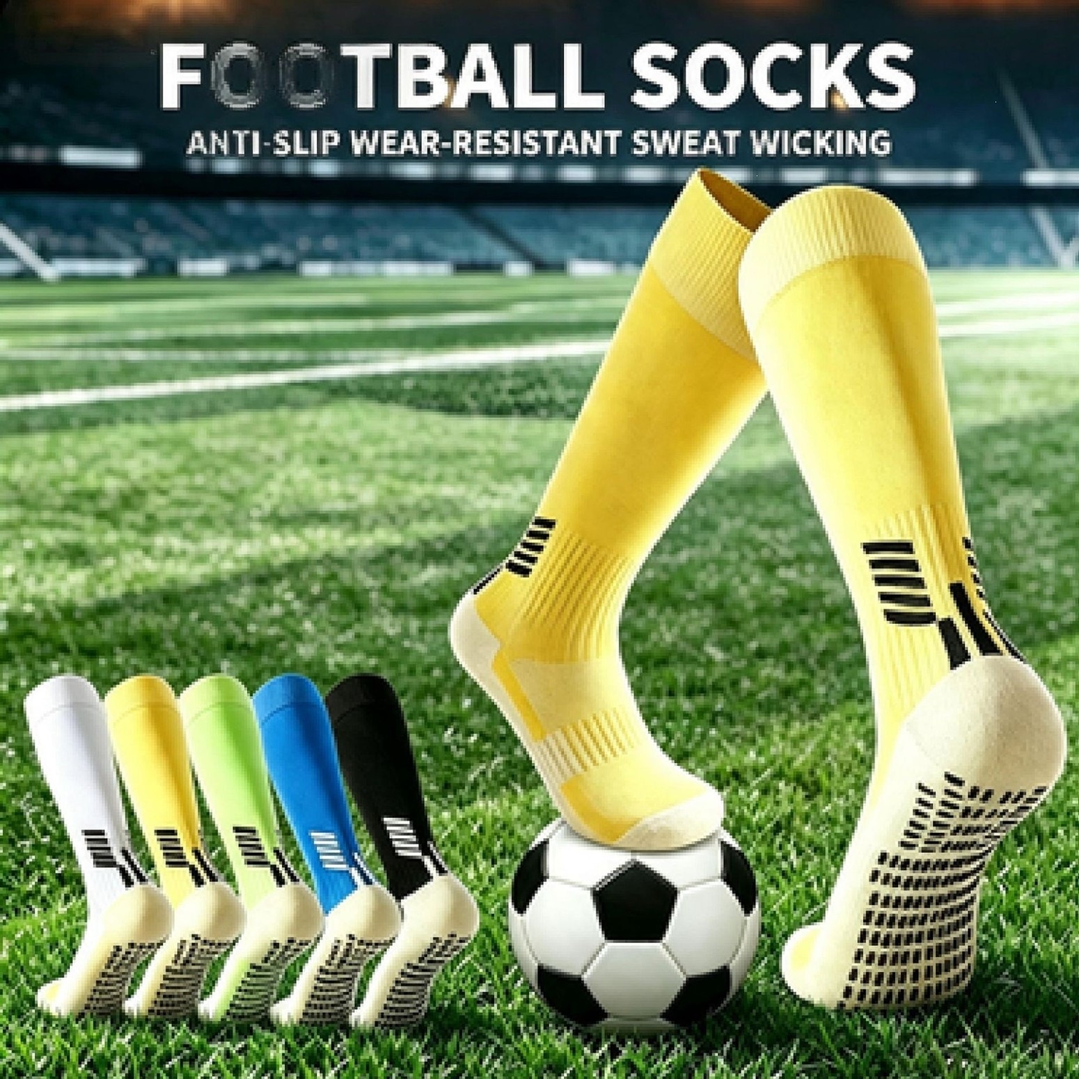Cross-border sports socks, football socks, non-slip towel-soled sports socks, adult long socks, non-slip high socks wholesale