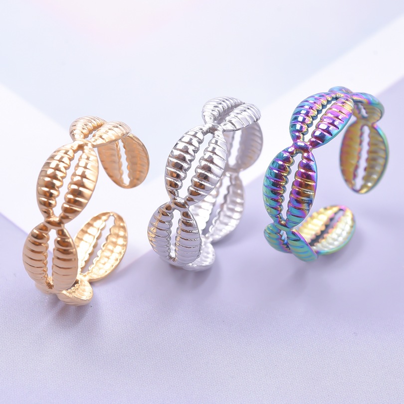 8g Weight PVD Coated Gold Plating Process Real Gold Plated Plating Material PVD Coated Real Gold Plated Geometric 304 Stainless Steel Simple Style Waterproof Non Tarnish Open Ring