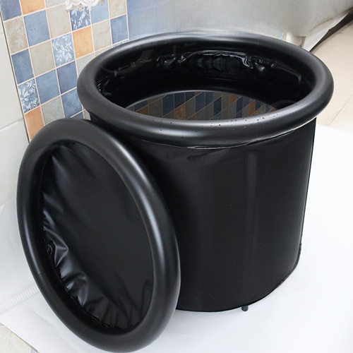 Black Whole Foldable Bathtub for Adults with Thickening Design, Inflatable Home Bathtub, Portable Ice Bath Tub, Ice Bucket