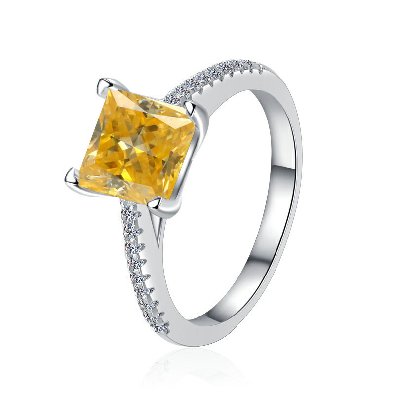 925 anillo de plata esterlina mujer nueva princesa de moda europea y americana Fang cuatro garras anillo de piedra de moissan plata fábrica en vivo