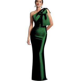 Foreign trade satin amazon evening dress banquet sexy dress 2025 new ball bridesmaid dress