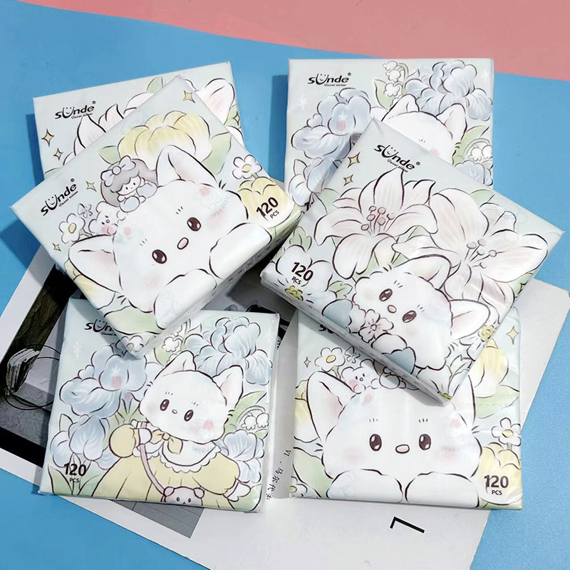 Printed tissue small white cat printed tissue student portable small bag tissue facial tissue toilet paper color napkin Printed tissue small white cat printed tissue student portable small bag tissue facial tissue toilet paper color napkin