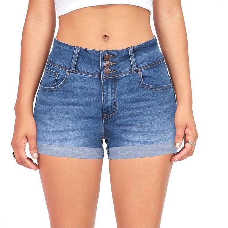 AliExpress nuevos pantalones cortos de mezclilla multicolores ajustados a la cintura