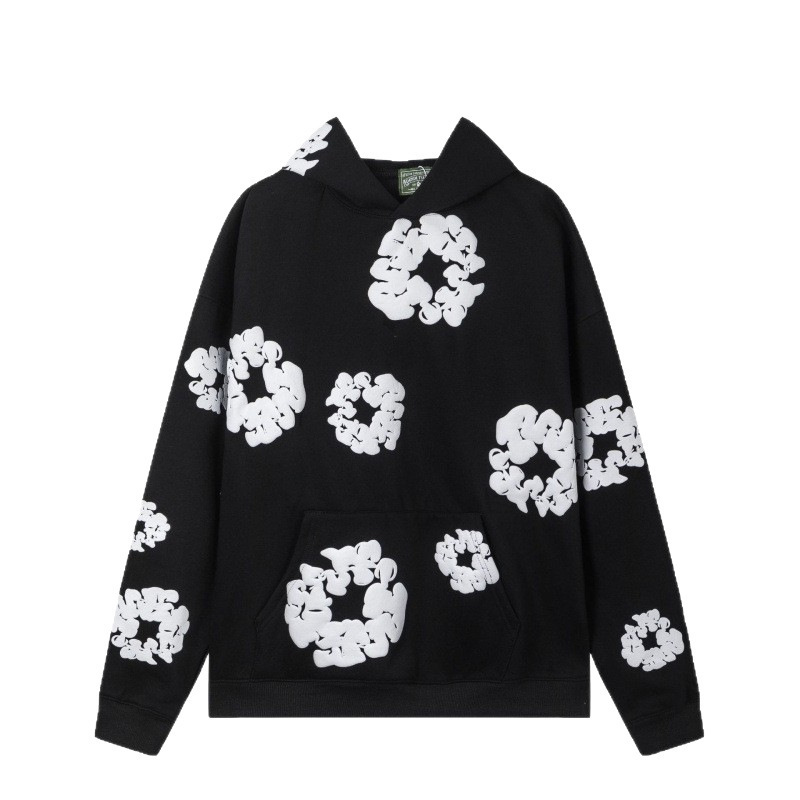 Cross-Border Shipping Denim Tears American-Style Kapok Foam Loose Casual Versatile Hooded Sweatshirt Set