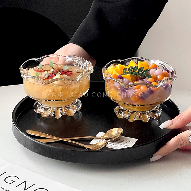 ins风冰花玻璃甜碗高颜值冰淇淋碗水果酸奶碗创意糖水碗早餐碗