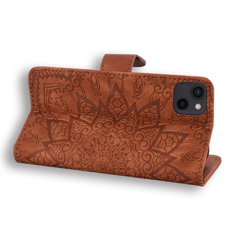 Étui en cuir gaufré tournesol pour iPhone 15, S23, petit motif de vache, Double pli, riz rouge, note 20, Google_voghion.com