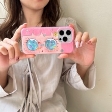 可爱海洋小鱼大眼睛女孩适用iphone16Promax苹果15手机壳14双层13