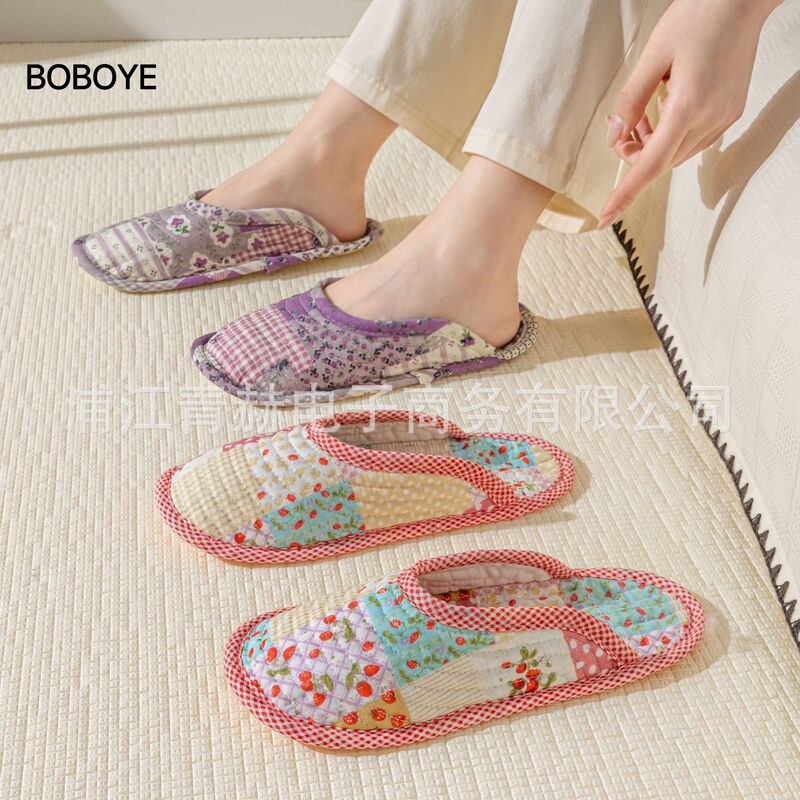 New crawling mat-specific slippers with fabric soles and closed toe, made of pure cotton, silent, washable, suitable for all seasons, couple's floor slippers New crawling mat-specific slippers with fabric soles and closed toe, made of pure cotton, silent, washable, suitable for all seasons, couple's floor slippers