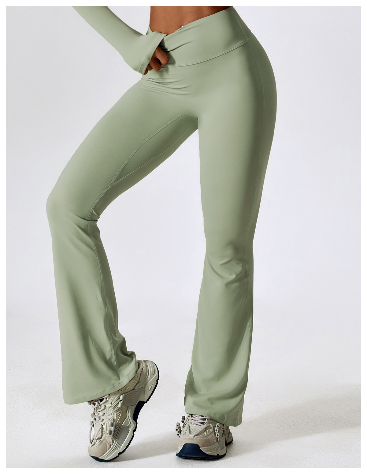 Simple Style Solid Color Nylon Spandex Pleated Active Bottoms Flared Pants display picture 15