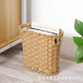 跨境编织柳条垃圾桶带手柄多功能迷你柳条篮办公室家居编织收纳筐