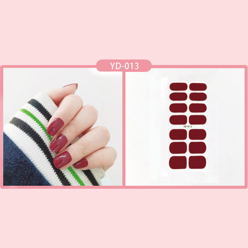 El nuevo parche de uñas en polvo de cebolla de color sólido de Idi 14 pegatinas de uñas pegatinas impermeables duraderas sin sellar fábrica al por mayor