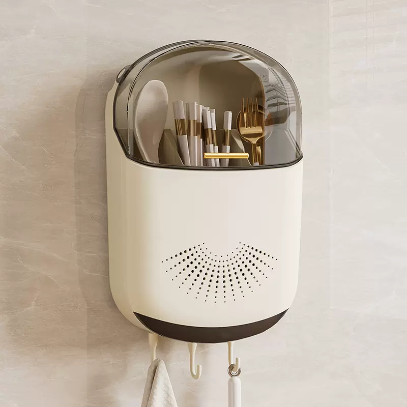 一座一忘轻奢置物架家用壁挂多功能厨房筷笼防潮带盖沥水筷子筒