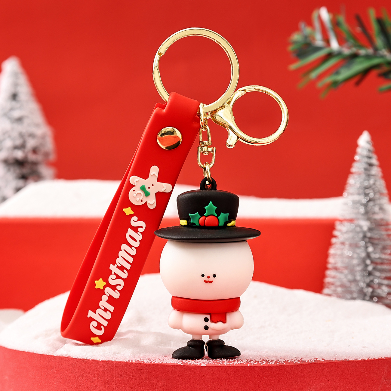Nueva lindo Navidad muñeco de nieve llavero dibujos animados coche colgante mochila adorno pequeño regalo al por mayor