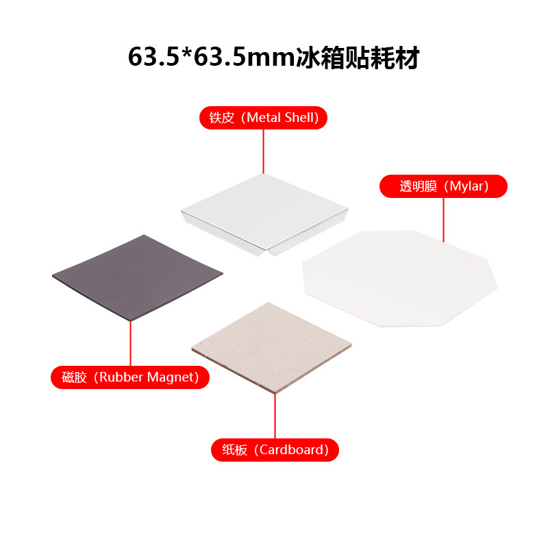 Estilo explosivo 50*50 cuadrado máquina de imán de refrigerador material de molde de imán de refrigerador magnético de goma rectangular