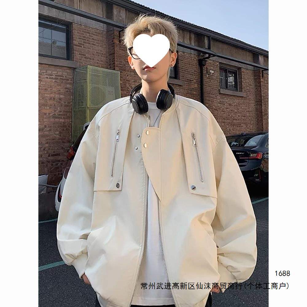 American-style functional baseball jacket for men, new spring and autumn 2026, unique design, cool and stylish loose-fitting bomber jacket.