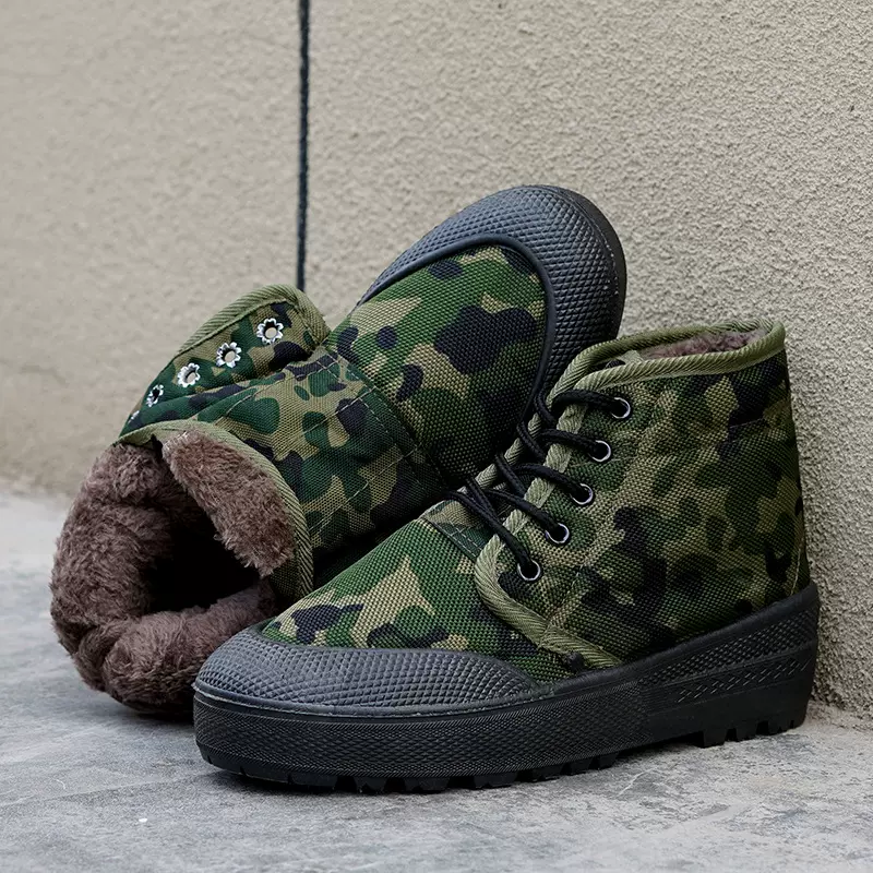 高帮加绒解放鞋男加厚保暖胶鞋民工干活劳保鞋耐磨棉鞋雪地靴批发